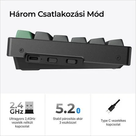 Keychron K2 Ultra 8K Bluetooth / vezeték nélküli magyar Apex Banana mechanikus billentyűzet fekete
