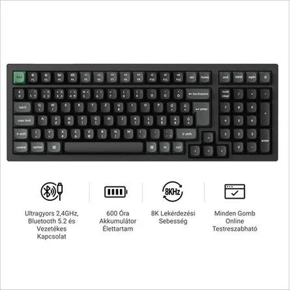 Keychron K4 Ultra 8K Bluetooth / vezeték nélküli magyar Apex Red mechanikus billentyűzet fekete