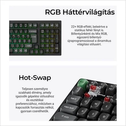 Keychron K4 Ultra 8K Bluetooth / vezeték nélküli magyar Apex Banana mechanikus billentyűzet fekete