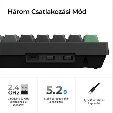 Keychron K4 Ultra 8K Bluetooth / vezeték nélküli magyar Apex Banana mechanikus billentyűzet fekete
