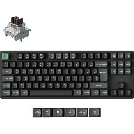 Keychron K8 Ultra 8K Bluetooth / vezeték nélküli magyar Apex Brown mechanikus billentyűzet fekete