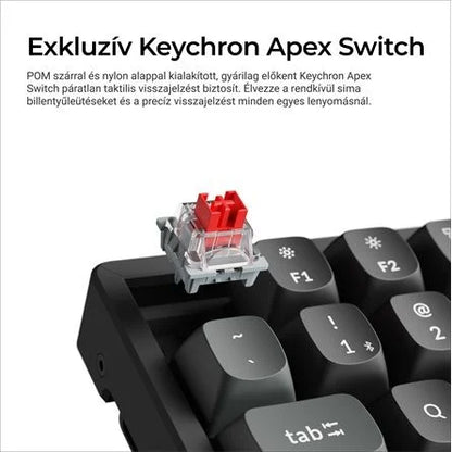 Keychron K8 Ultra 8K Bluetooth / vezeték nélküli magyar Apex Brown mechanikus billentyűzet fekete