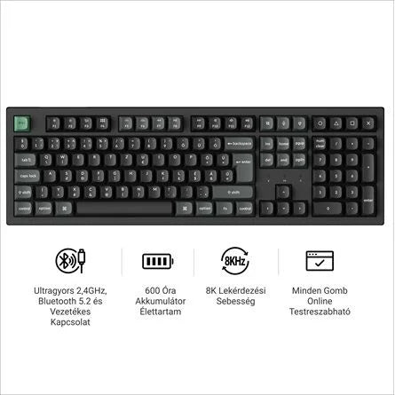 Keychron K10 Ultra 8K Bluetooth / vezeték nélküli magyar Apex Banana mechanikus billentyűzet fekete