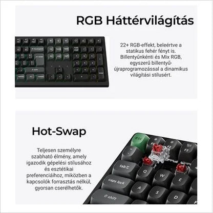 Keychron K10 Ultra 8K Bluetooth / vezeték nélküli magyar Apex Banana mechanikus billentyűzet fekete