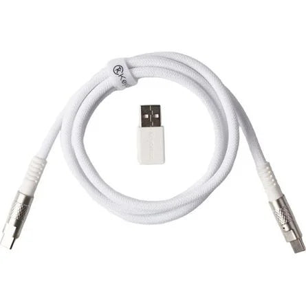 Keychron Double-Sleeved Geek 8K USB-C -> USB-C M/M adatkábel 1m fehér +USB-A adapter