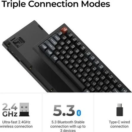 Keychron V5 Ultra 8K Bluetooth / vezeték nélküli magyar Silk POM Banana mechanikus billentyűzet fekete (Csomagolás sérül