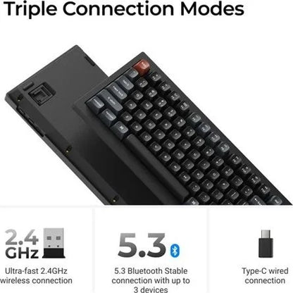 Keychron V5 Ultra 8K Bluetooth / vezeték nélküli magyar Silk POM Banana mechanikus billentyűzet fekete (Csomagolás sérül