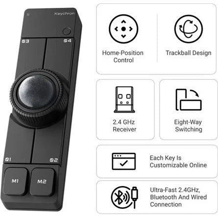 KEYCHRON NAPE PRO WIRELESS TRACKBALL MOUSE fehér
