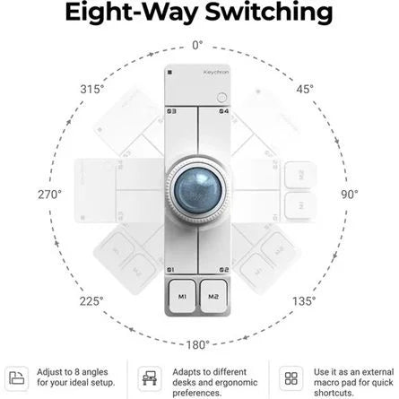 KEYCHRON NAPE PRO WIRELESS TRACKBALL MOUSE fehér